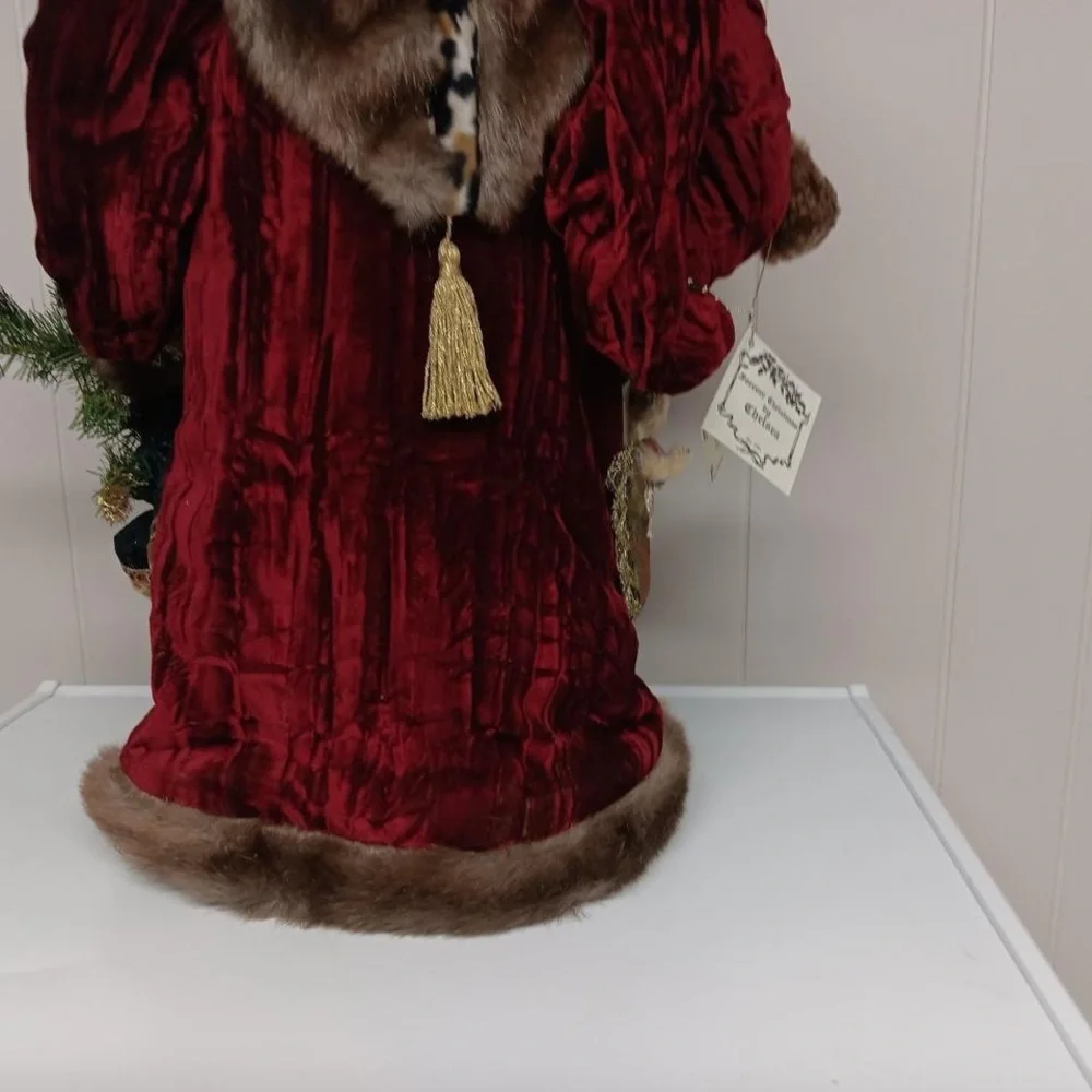 Holiday Santa Figure in Red and Green Velvet